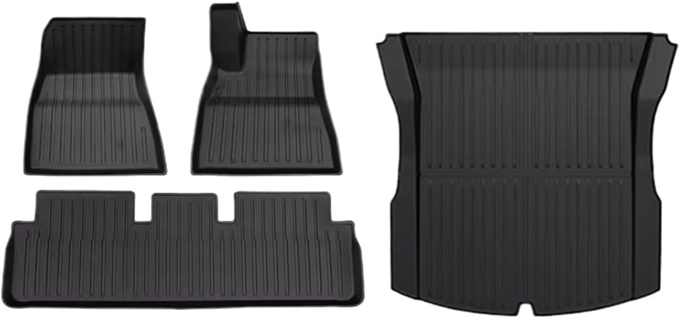 TPE Floor Mats Compatible with Tesla Model 3 2024 Highland Cargo Liner Waterproof Anti-Slip Trunk Mat Pads Model 3 2024 Highland Accessories(4pcs RHD)
