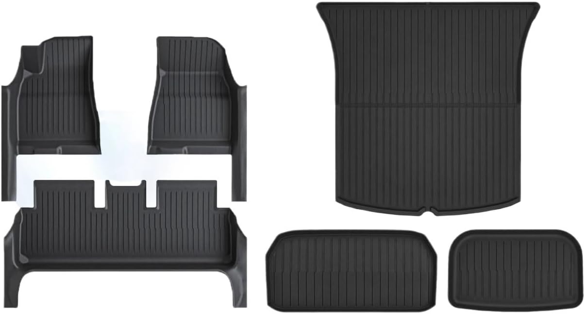 Compatible with Tesla Model 3 Highland 2024 TPE Full Cover Floor Mats with Door Sill Protector, Full Set Floor Liners Cargo Liner Seat Back(6PCS Floor Mats)
