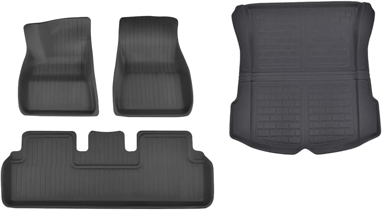 3D Floor Mats Compatible with Tesla Model 3 Highland 2024, All Weather Waterproof LHD XPE Front Rear Trunk Cargo Liner Mat Accessories(4PCS Floor Mats)