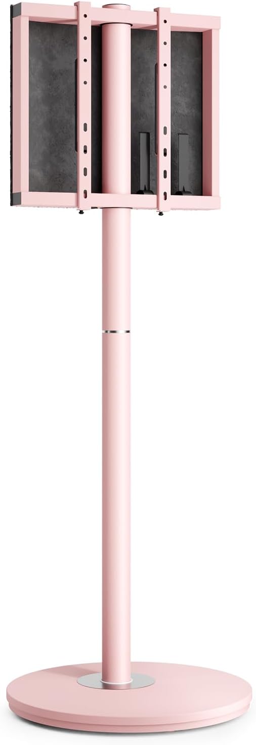 FITUEYES Design Mobile Rolling TV Cart for 32-65 Inches Television, Modern Corner TV Floor Stand on Wheels Fits Max VESA 400x400mm, V2 Portable Smart Television Cart,Pink, Master Series