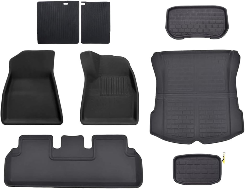 All Weather XPE Floor Mats Compatible with Tesla Model 3 Highland 2024, Waterproof Anti-Slip Front Rear Cargo Liner Trunk Mat(8PCS RHD Floor Mats)