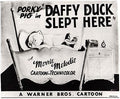 Porky Pig and Daffy Duck in'Daffy Duck Slept Here' Directed by Bob McKimson. Released on 3/6/1948 Studio Lobby Card Publicity Still - Warner Brothers