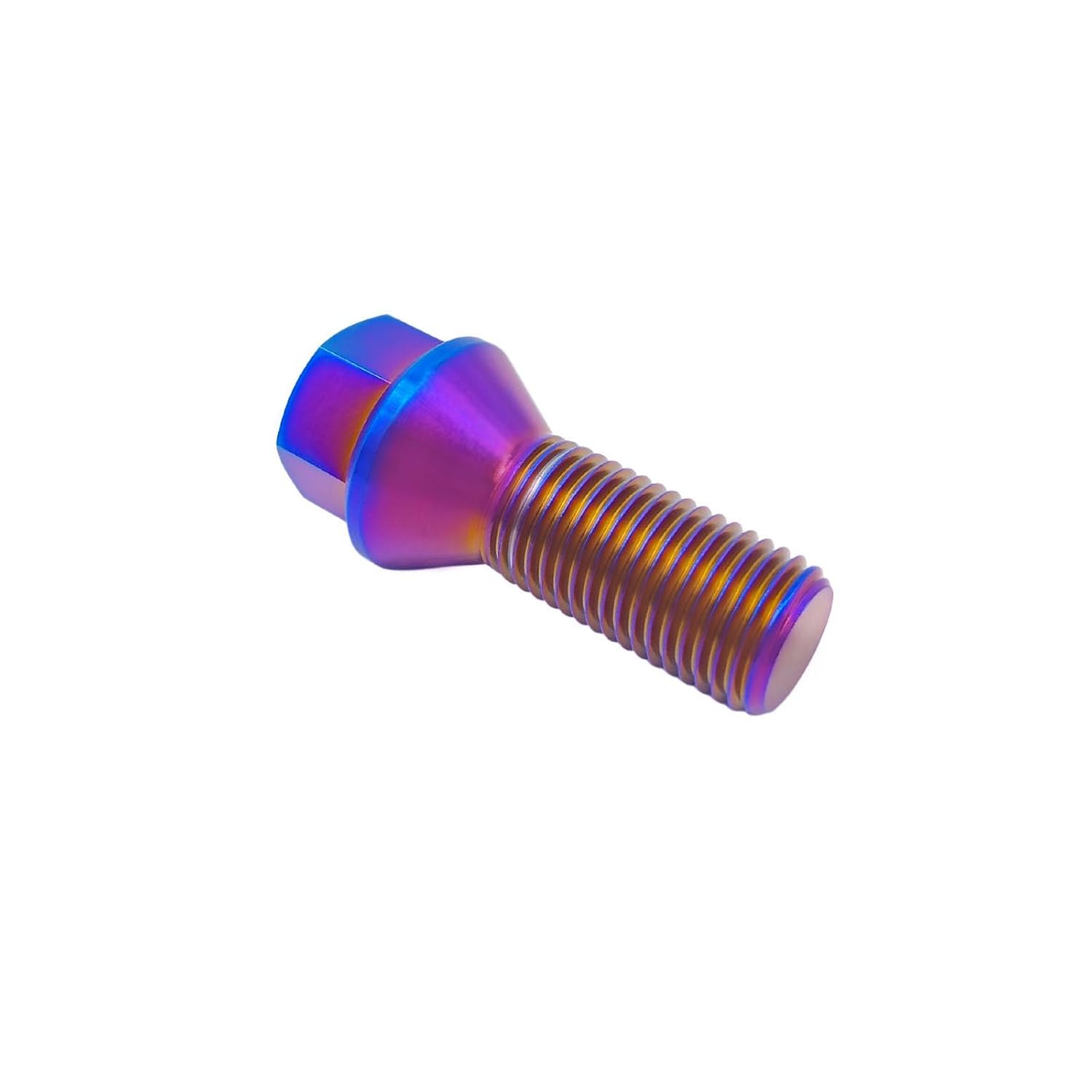 20 PCS RISON-Titanium M12/M14x1.5 Lug Bolts Shank 6AL4V Aerospace Grade Cone Seat Titanium Colorful Wheel Lug Bolts (M14x1.5x28mm, Burnt Blue)