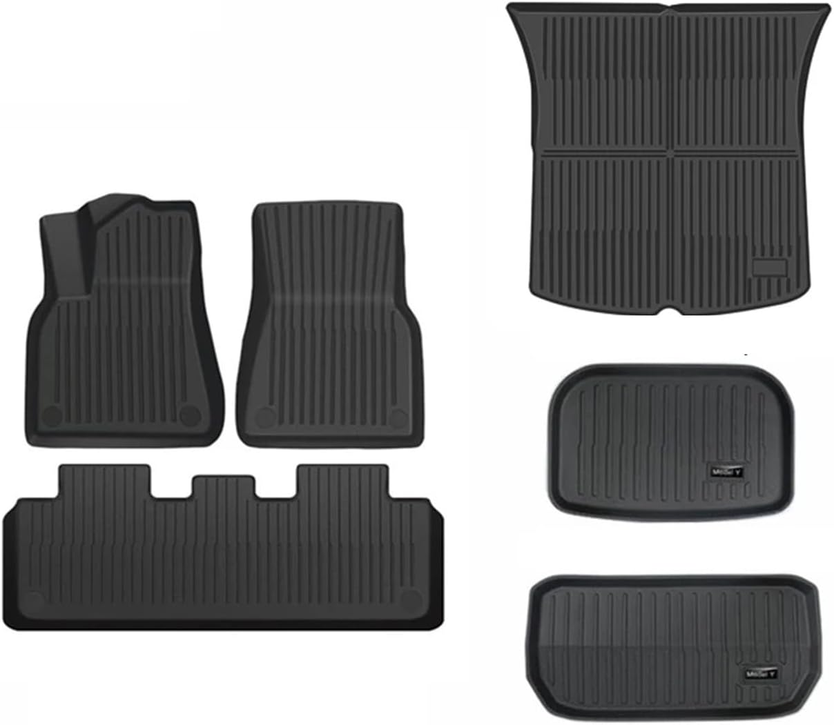 Floor Mats for Tesla Model 3 Y 2021-2024 5-Seater Custom Fit All Weather Heavy Duty TPE Cargo Liner Trunk Accessories(Y TPE LHD 6PCS)
