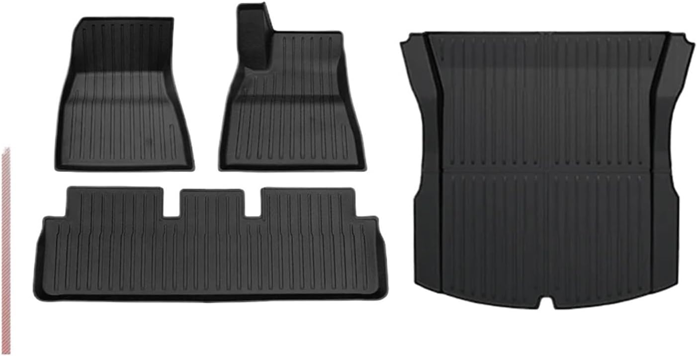 Compatible with Tesla Model 3 2024 Highland Floor Mats Cargo Liner Waterproof Anti-Slip Trunk Mat TPE Pads Left/Right Hand Rubber(4pcs Front RHD)