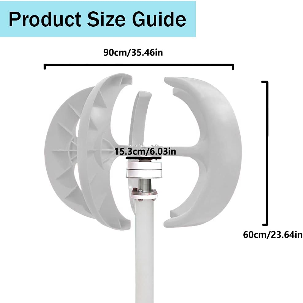 Wind Turbine Generator 600W DC 24V 5 Blades Lantern Motor Vertical Axis Windmill with Controller
