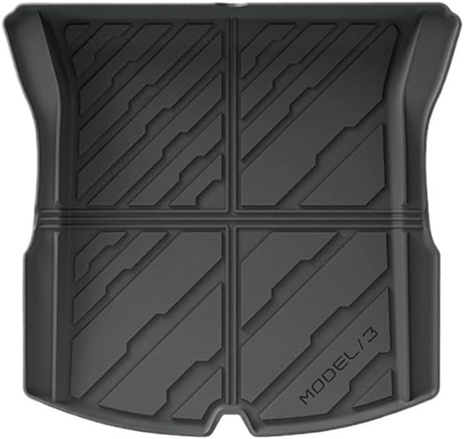 TPE Floor Mats & Cargo Liner, 3D Cyber Style Waterproof Anti-Slip Trunk Mat Backrest Mats Compatible with Tesla Model 3 Highland 2024 2025(1PC Trunk Mat)