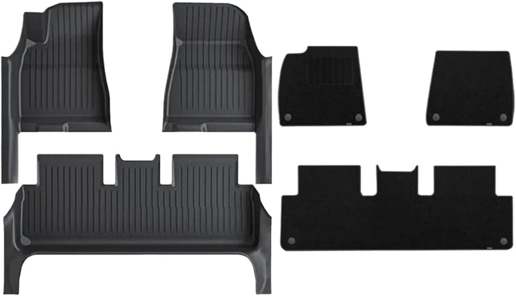 Full Cover Floor Mat with Door Sill Protector All Weather TPE Anti-Slip Floor Trunk Mats Cargo Liner Compatible for Tesla Model 3 Highland(DL-Mats 6pcs)