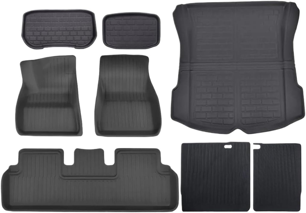 XPE Floor Mats Compatible with Tesla Model 3 Highland 2024 / Model Y 2024-2017, All Weather Cargo Liner Floor Mats and Cargo Trunk Mats(8PCS M3 Highland)