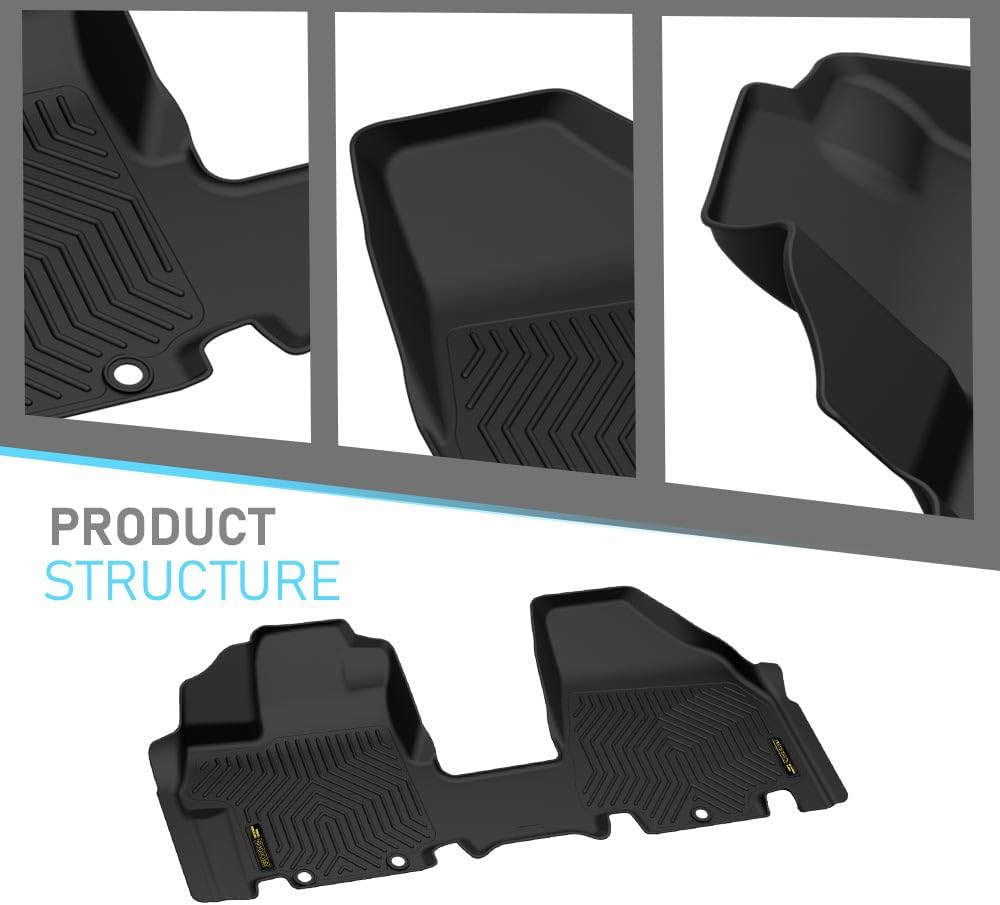 ALLGOOD TPE All Weather Car Floor Mats Compatible with Honda Odyssey 2011-2017 2PCS 3 Row Floor Liners for Car Black