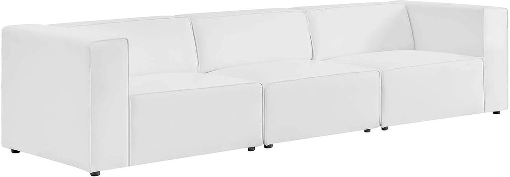 Modway Mingle Vegan Leather 3-Piece Sectional Sofa in White