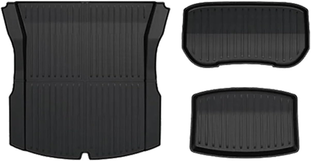 Compatible For Tesla Model 3 Highland 2024 2025 Floor Mats TPE Waterproof Anti-Slip Trunk Mat Rubber Driver Passenger Rear Cargo Liner(3pcs back sets)