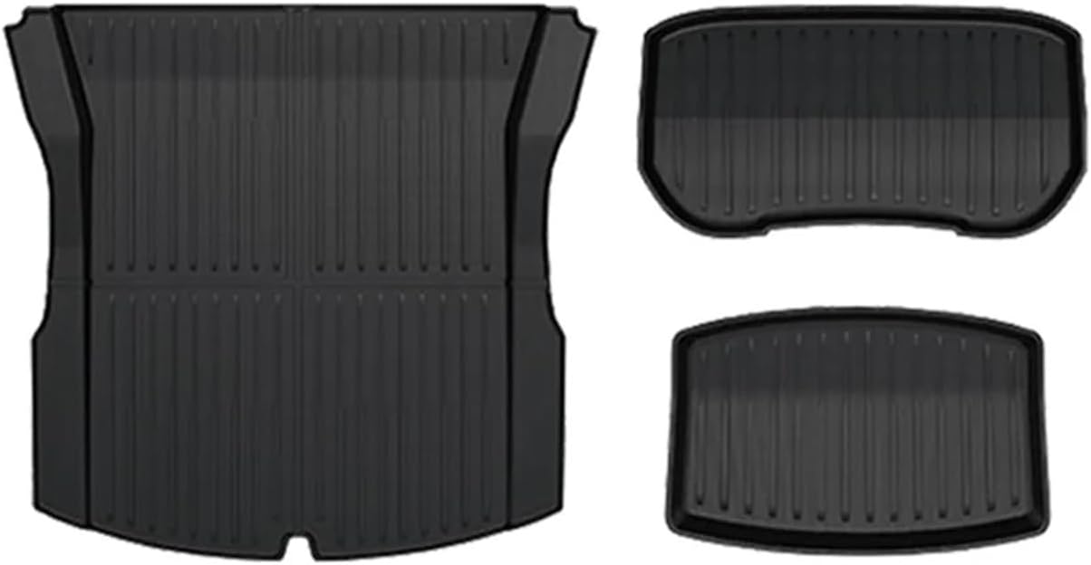 Compatible For Tesla Model 3 Highland 2024 2025 Floor Mats TPE Waterproof Anti-Slip Trunk Mat Rubber Driver Passenger Rear Cargo Liner(3pcs back sets)