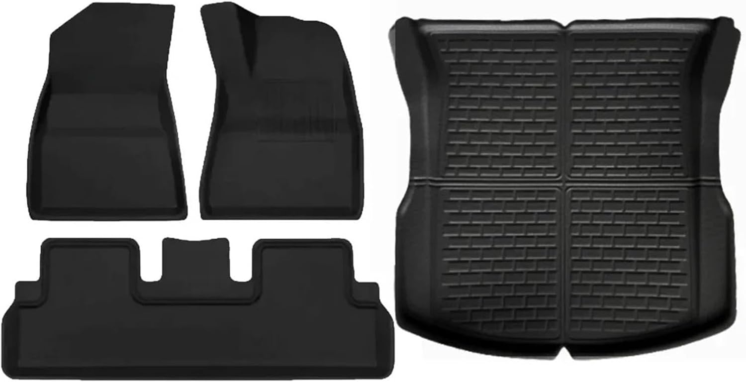 Compatible with Tesla Model 3 2024 XPE Floor Mats All Weather Floor Mats Front Rear Frunk Cargo Liner Set(4PCS RHD)