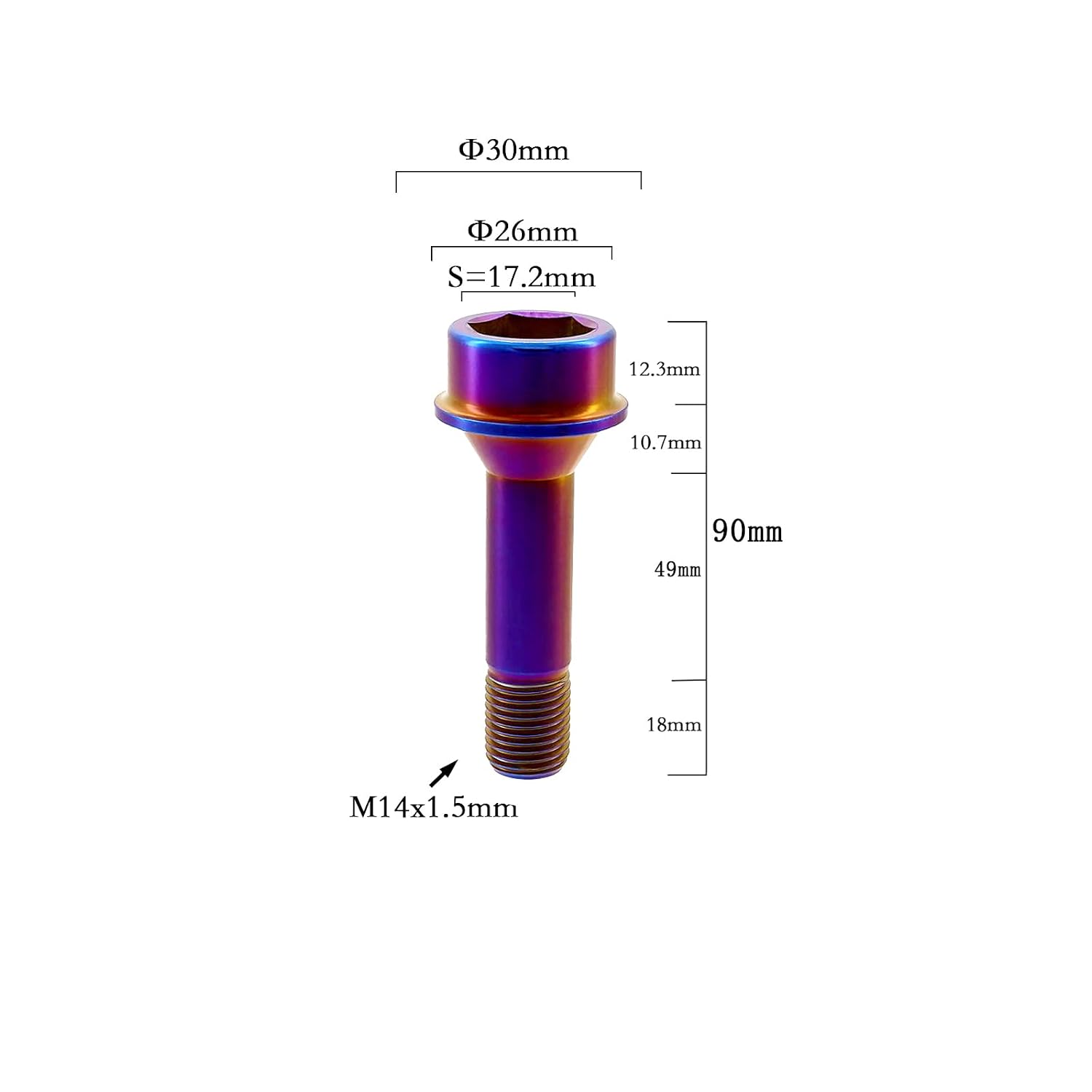 RISON Titanium Wheel Lug Bolts M14x1.5x52/67mm Lug Bolts Aerospace Grade 6AL4V Lightweight and Durability Lug Bolt Car Accessories for Ferrari Pack of 20pcs (Burnt Blue, M14X1.5X67mm)