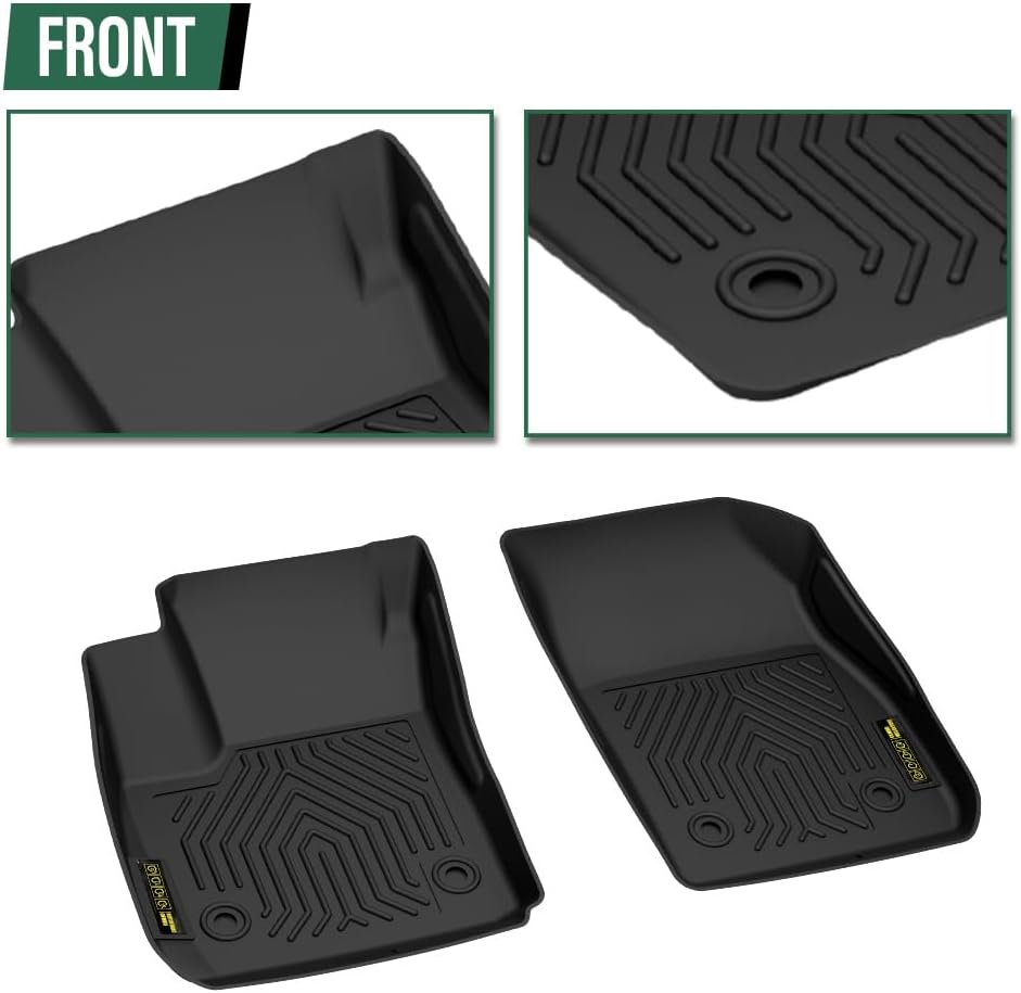 GRAND ORANGE 1st & 2nd Row 4PCS Floor Mats Cargo Liners Compatible with Buick Envision 2021 2022 2023 TPE All Weather Protection Interior Accessories Floor Liners Black Alfombras para Carro