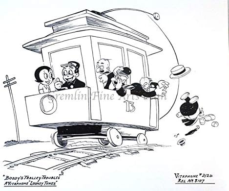 Buddy in'Buddy's Trolley Troubles' Very Early Looney Tunes Cartoon - Studio Lobby Card Publicity Still - Warner Brothers
