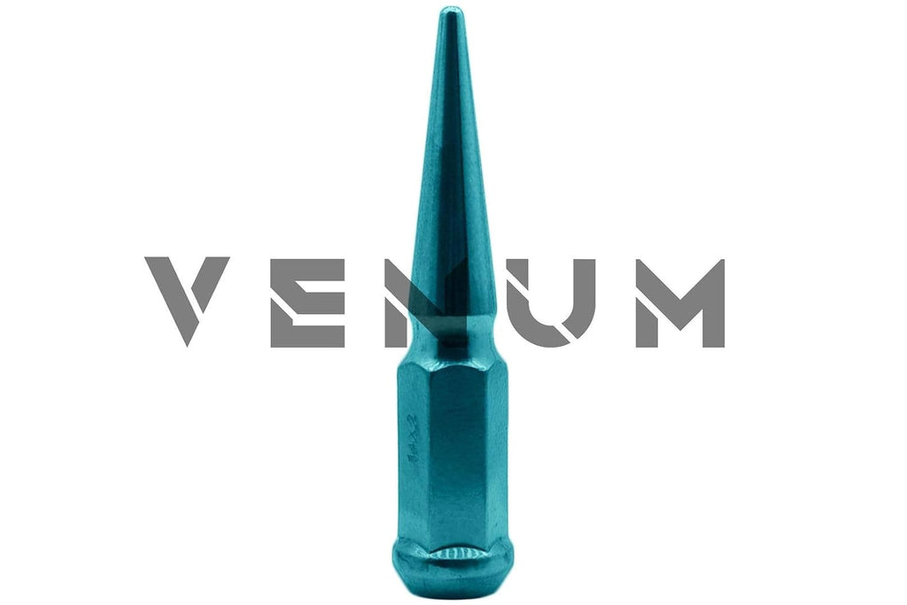 24 Pc Powder Coated Candy Teal Spike Lug Nuts | M14x1.5 | 4.5 inch Tall | 1 Piece Construction | Works/Compatible with 2015-2020 F-150 6x135 MM Bolt Pattern