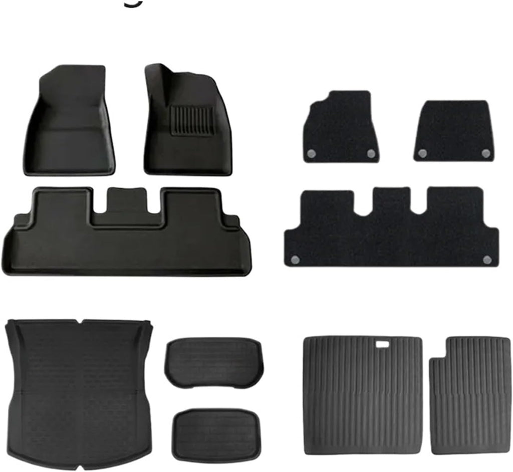 Auto Parts Compatible with Tesla Model 3 Highland XPE Floor Mats Trunk Mats All Weather Front Rear Cargo Liner Mat, Waterproof Anti-Slip Foot Pads(RHD Full Set of 11PC)