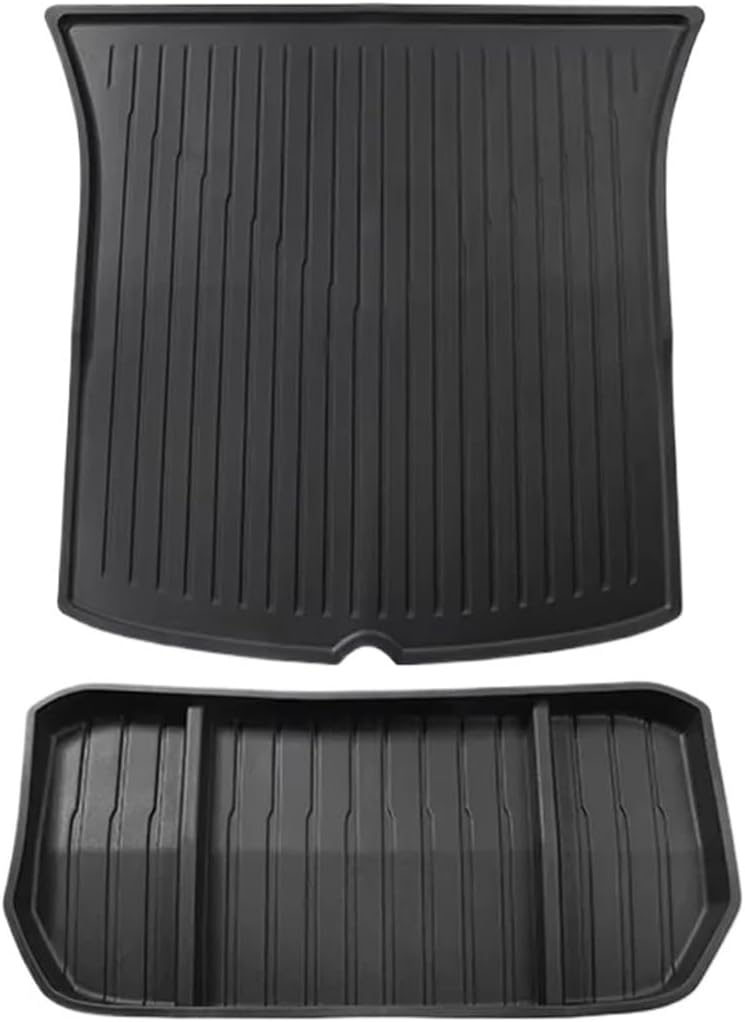 Compatible for Tesla Model Y 2021-2024 TPE 3D Car Floor Mats Cargo Liner Trunk Pad Protection Waterproof All Weather Black(Model Y Trunk 2P)