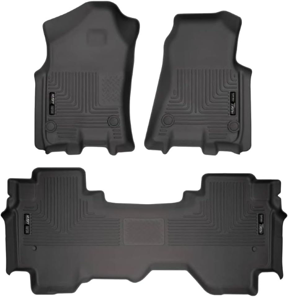 Husky Liners Weatherbeater Floor Mats | Fits 2019 - 2025 Ram 1500 Quad Cab | Front & 2nd Row, 3-pc Black - 94011