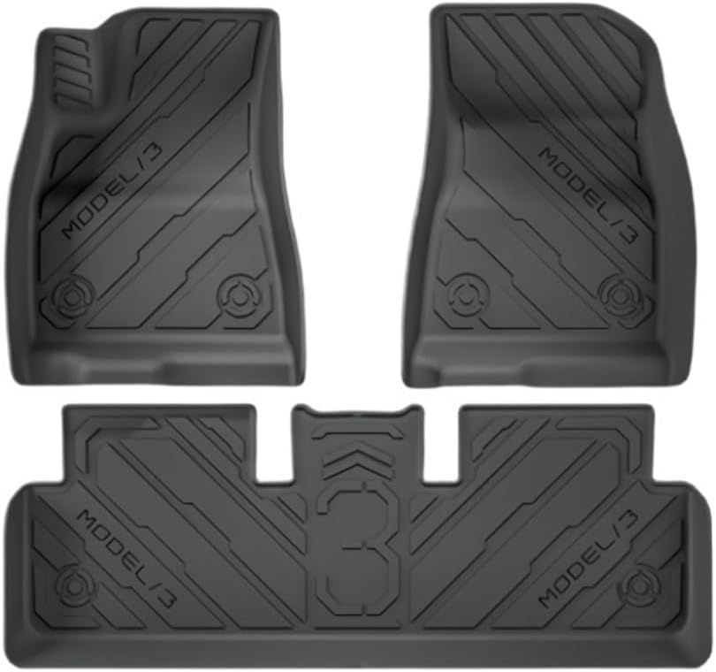 Floor Mats Compatible with Tesla Model 3 2024 Highland All Weather Cargo Liner Floor Mats Frunk Trunk Mats Backseat Protector Pad(3pcs Floor mat)
