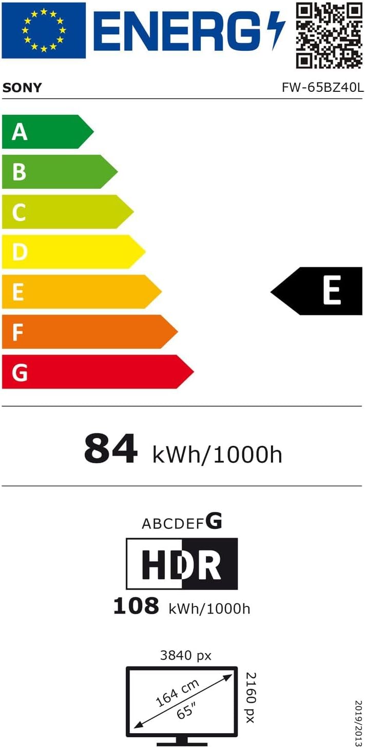 Sony FW-65BZ40L affichage de Messages Panneau plat de signalisation numérique 165,1 cm (65') LCD WiFi 700 cd/m² 4K ULT