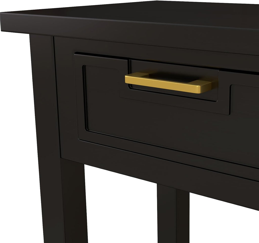 Kinfant Solid Wood Console Table - Entryway Table with 4 Drawers and a Bottom Storage Shelf, 60 Inch Narrow Long Sofa Table for Living Room, Hallway, Front Hall, Couch, Black