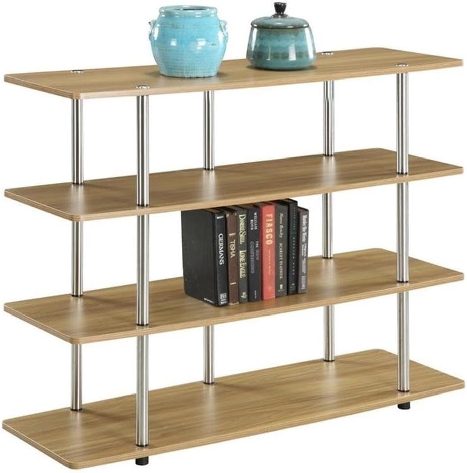 Convenience Concepts Designs2Go No Tools XL Highboy 4-Tier TV Stand 47.25' - Entertainment Center for TVs up to 55 Inches, Modern TV Console with Shelves for Living Room, Family Room, Light Oak