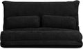 Giantex Adjustable Floor Sofa Couch with 2 Pillows, Multi-Functional 6-Position Foldable Lazy Sofa Sleeper Bed, Multi-Functional Suede Floor Seating for Reading Gaming (Black)