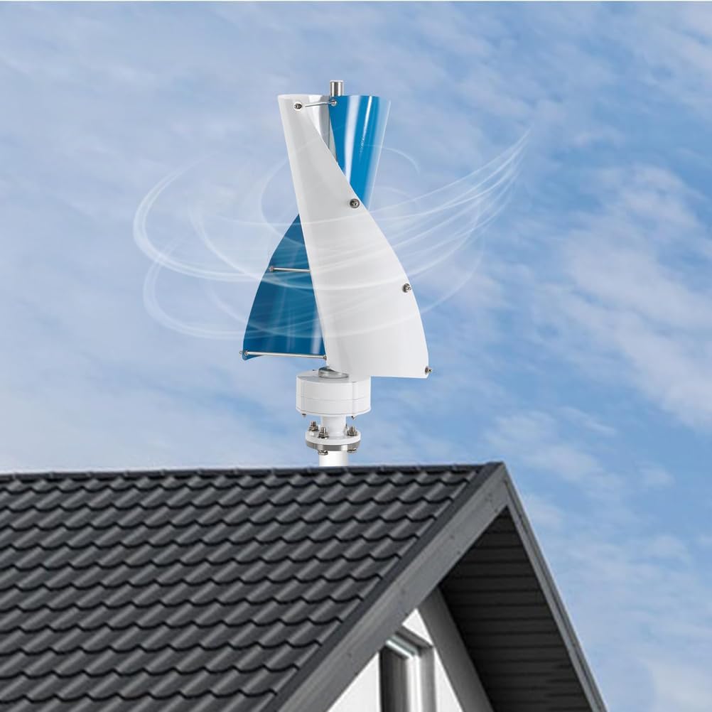 3000W-6000W No Noise Vertical Axis Wind Turbine Kit,12V 24V 48V Spiral Wind Power Generator W/Controller 2 Blade for Wind and Solar Power Generation