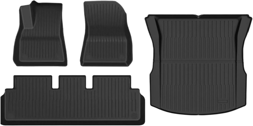 Compatible with Tesla Model 3 Highland 2024 TPE Floor Mats,RHD LHD All Weather Floor Mats Waterproof Anti Scratch Trunk Mat Cargo Liners(LHD STW 4pcs)