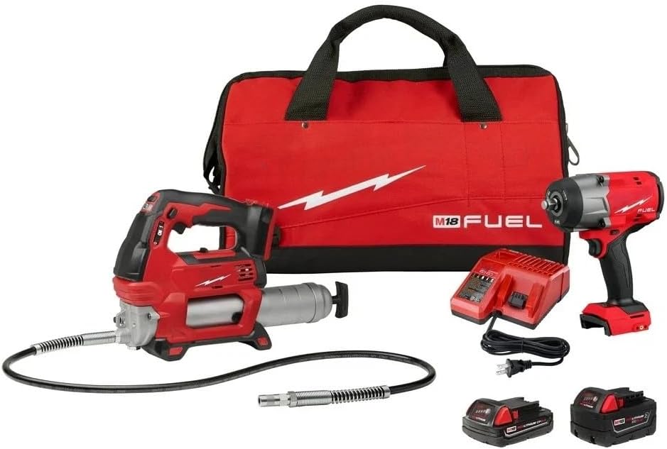 Combo Kit 2967-22GG for Milwaukee M18 1/2' 2967-20 High Torque Impact Wrench 2646-20 2-Speed Grease Gun