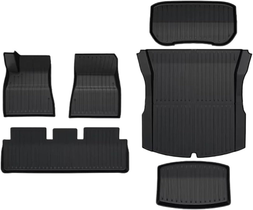 Compatible with Tesla Model 3 2024 Highland TPE Floor Mats & Cargo Liner Waterproof Anti-Slip Trunk Mat TPE Pads Left Right Hand Drive(6PCS LHD)