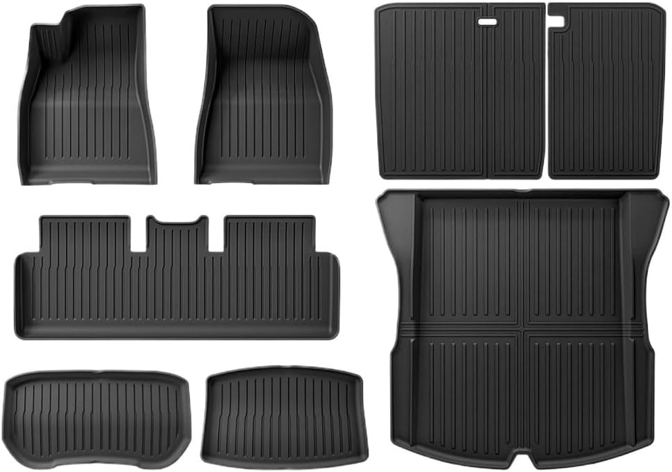 Compatible with Tesla Model 3 2024 2025 2026 Floor Mats Cargo Liner WP Anti-Slip Trunk Mat TPE Pad Left/Right Hand Rubber(8pcs LHD)