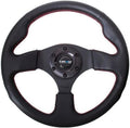 NRG Innovations NRG-RST-012R-RS Reinforced Steering Wheel 320mm Sport Leather Steering Wheel With/Red Stitch/Black Thumb Grip, Double Riveted Spokes + Horn Button