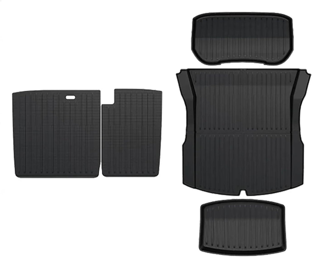 Compatible For Tesla Model 3 Highland 2024 2025 Floor Mats TPE Waterproof Anti-Slip Trunk Mat Rubber Driver Passenger Rear Cargo Liner(4pcs back LHD)