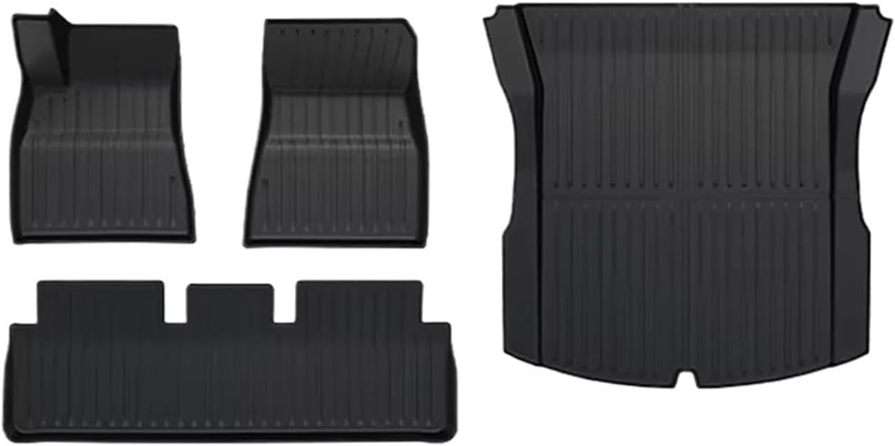 Compatible with Tesla Model 3 2024 Highland TPE Floor Mats & Cargo Liner Waterproof Anti-Slip Trunk Mat TPE Pads Left Right Hand Drive(4PCS LHD)