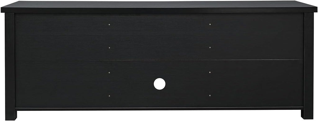 Flash Furniture Sheffield Classic Stand for up to 80' TVs-Modern Finish with Full Glass Doors-65 Engineered Wood Frame-3 Shelves, 65', Black