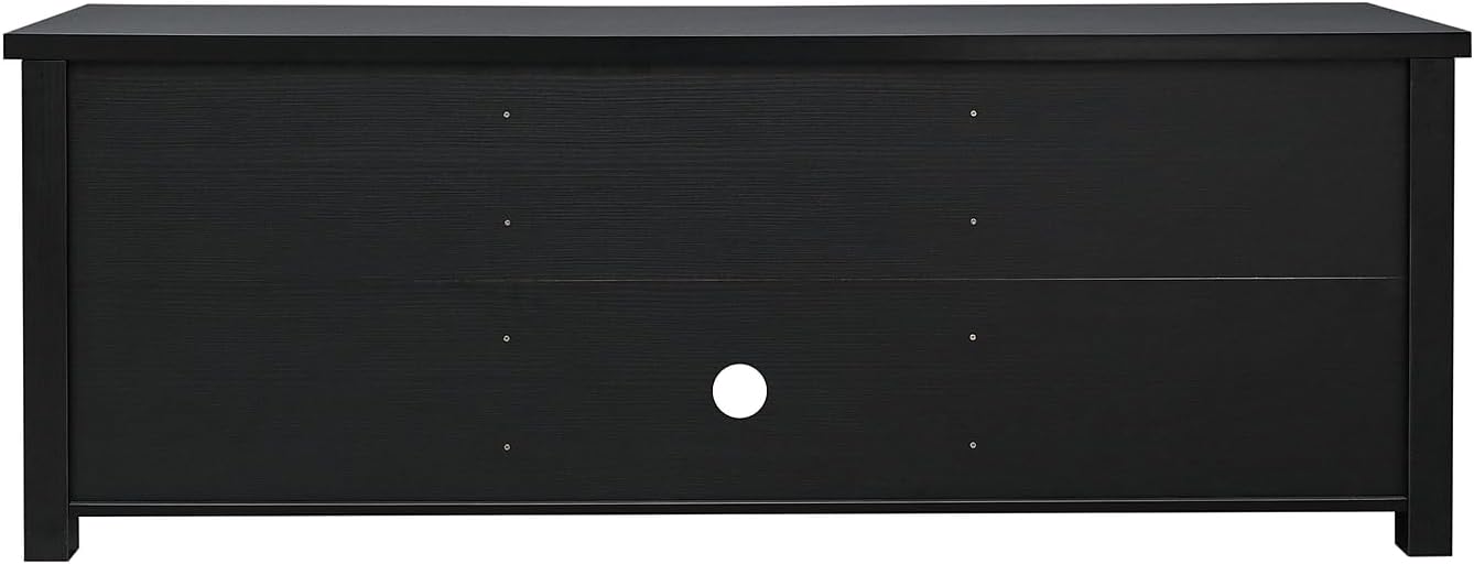 Flash Furniture Sheffield Classic Stand for up to 80' TVs-Modern Finish with Full Glass Doors-65 Engineered Wood Frame-3 Shelves, 65', Black