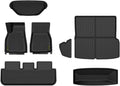GRAND ORANGE 1st & 2nd & 3rd Front Rear Full Set 7PCS Floor Mats Cargo Liners Compatible with Tesla Model S 2021-2024 TPE All Weather Protection Floor Liners Black Alfombras para Carro
