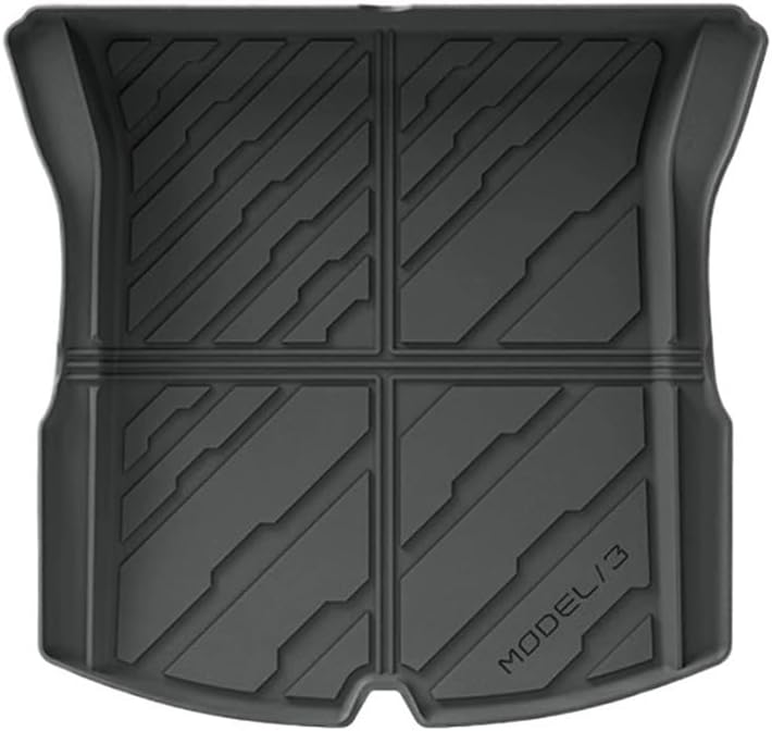 Compatible with Tesla Model 3 Highland 2024 2025+ TPE Floor Mats & Cargo Liner, 3D Cyber Style Waterproof Anti-Slip Trunk Mat Backrest Mats(1PC Trunk Mat)