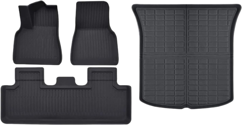 XPE Floor Mats Compatible with Tesla Model 3 Highland 2024 Model Y 2024-2017, All Weather Cargo Liner Floor Mats and Cargo Trunk Mats(4PCS My 17-24)