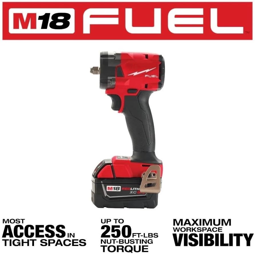 2-Tool Combo Kit 2991-22 for Milwaukee M18 FUEL Cordless 2854-20 3/8' Compact Impact Wrench 2880-20 4-1/2' / 5' Grinder
