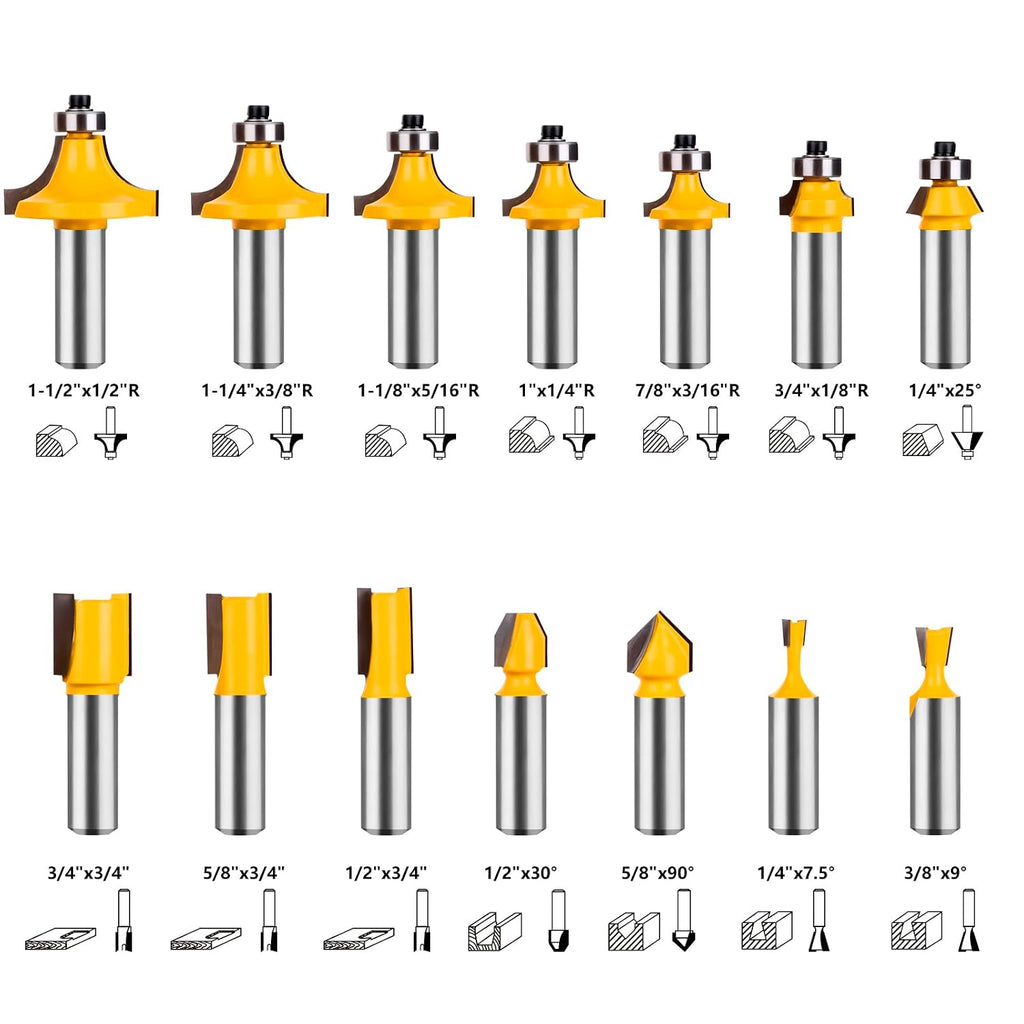 Router Bits 70 Pieces, 1/2 Inch Shank Tungsten Carbide Router Bit Set, for Professional and Beginners Carpenter