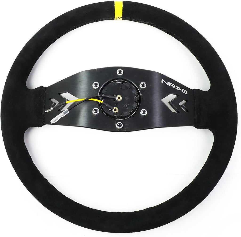 NRG Innovations RST-022S-Y 6-Bolt Spoke Race Steering Wheel + Horn Button