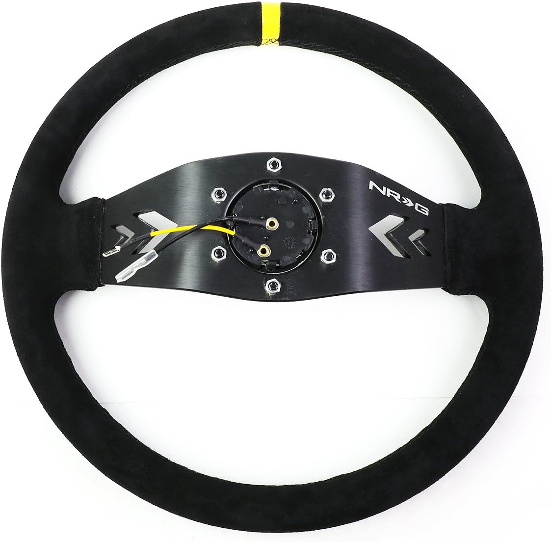 NRG Innovations RST-022S-Y 6-Bolt Spoke Race Steering Wheel + Horn Button