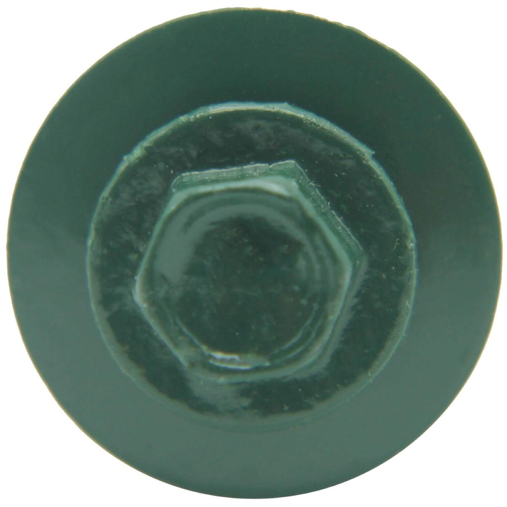 12 x 2 Ivy Green Metal Roofing Screws - Hex Washer Head- Self-Starting/Tapping - EPDM Washer. 4 X 250 Bags - 1,000 Screws