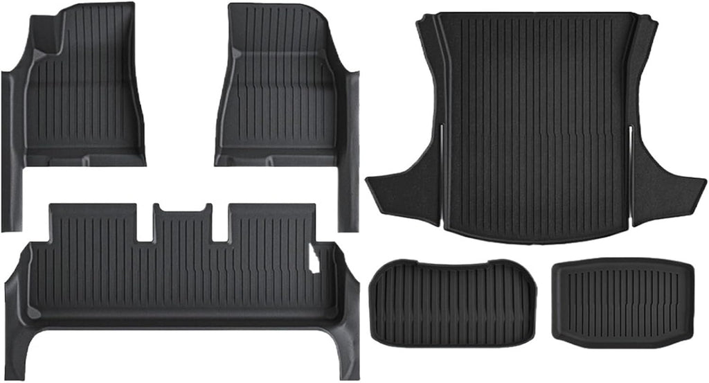 TPE Floor Mat with Door Sill Protector Compatible for Tesla Model 3 Highland 2025 2024 Floor Trunk Mats Cargo Liner(SNFM-6PCS)