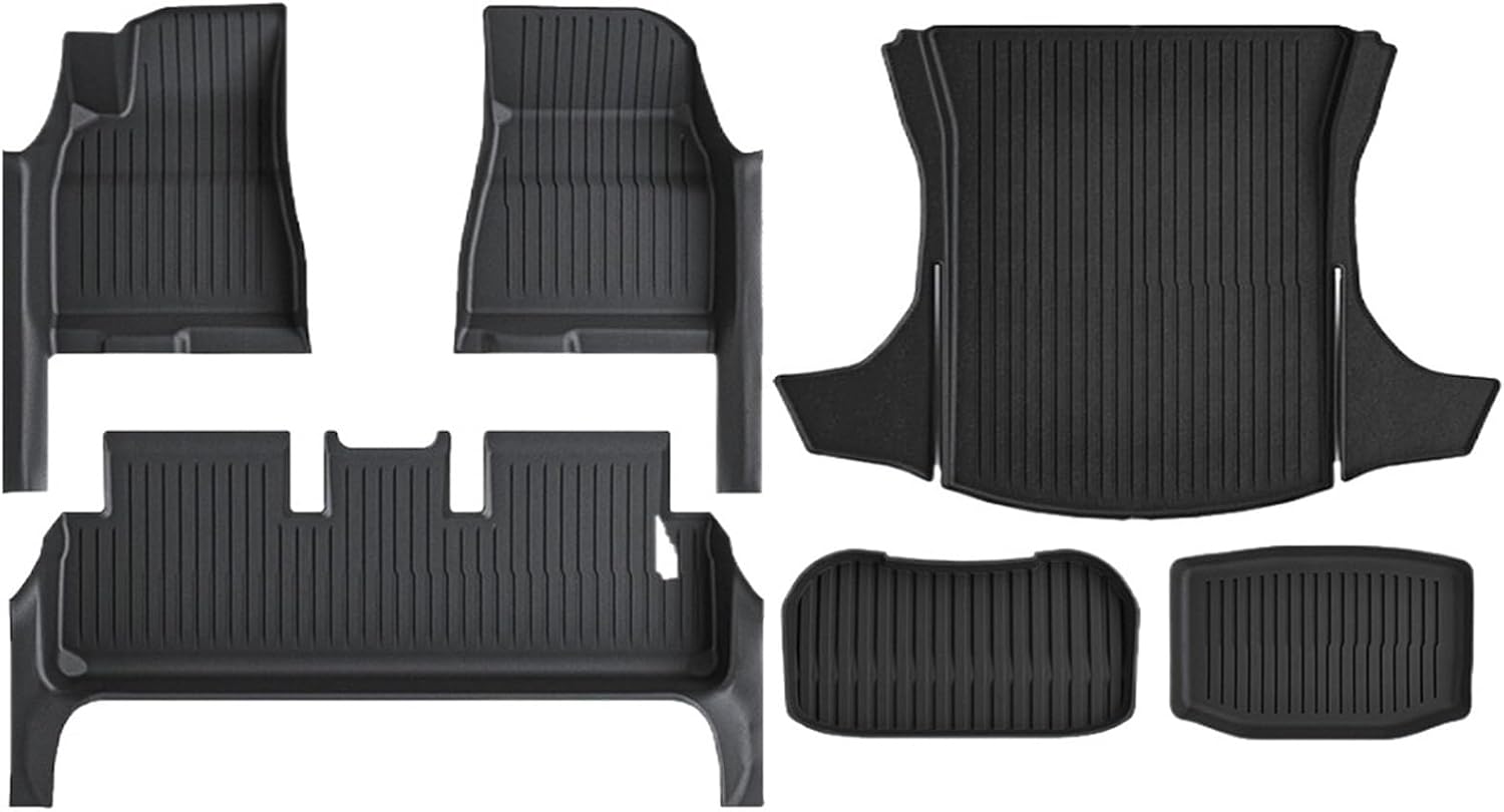 TPE Floor Mat with Door Sill Protector Compatible for Tesla Model 3 Highland 2025 2024 Floor Trunk Mats Cargo Liner(SNFM-6PCS)